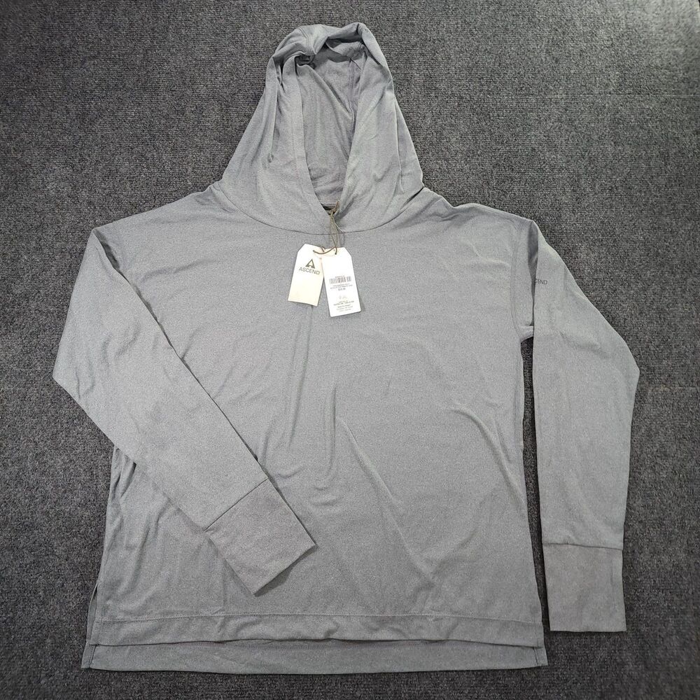 Ascend Performance Men's Long Sleeve Hoodie Shirt Gray L NWT Lightweight UPF